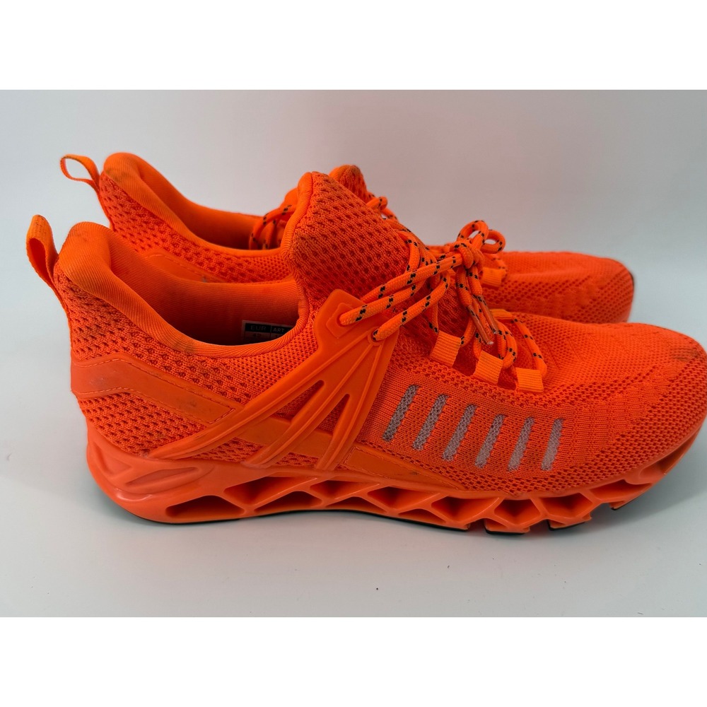 Mens Neon Orange Mesh Knit Blade Sole Athletic Sneakers Trainers Size 42 1922